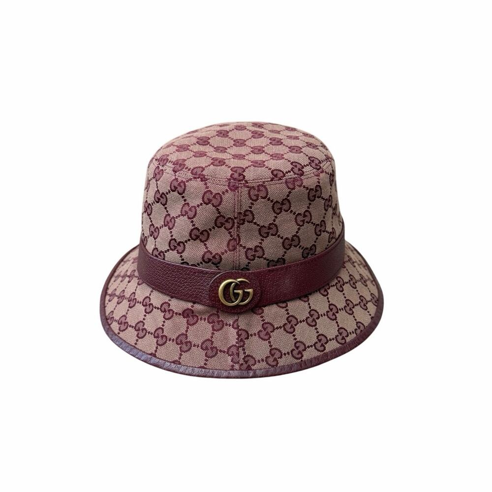 Gucci Burgundy Monogram Bucket Hat (Size L)